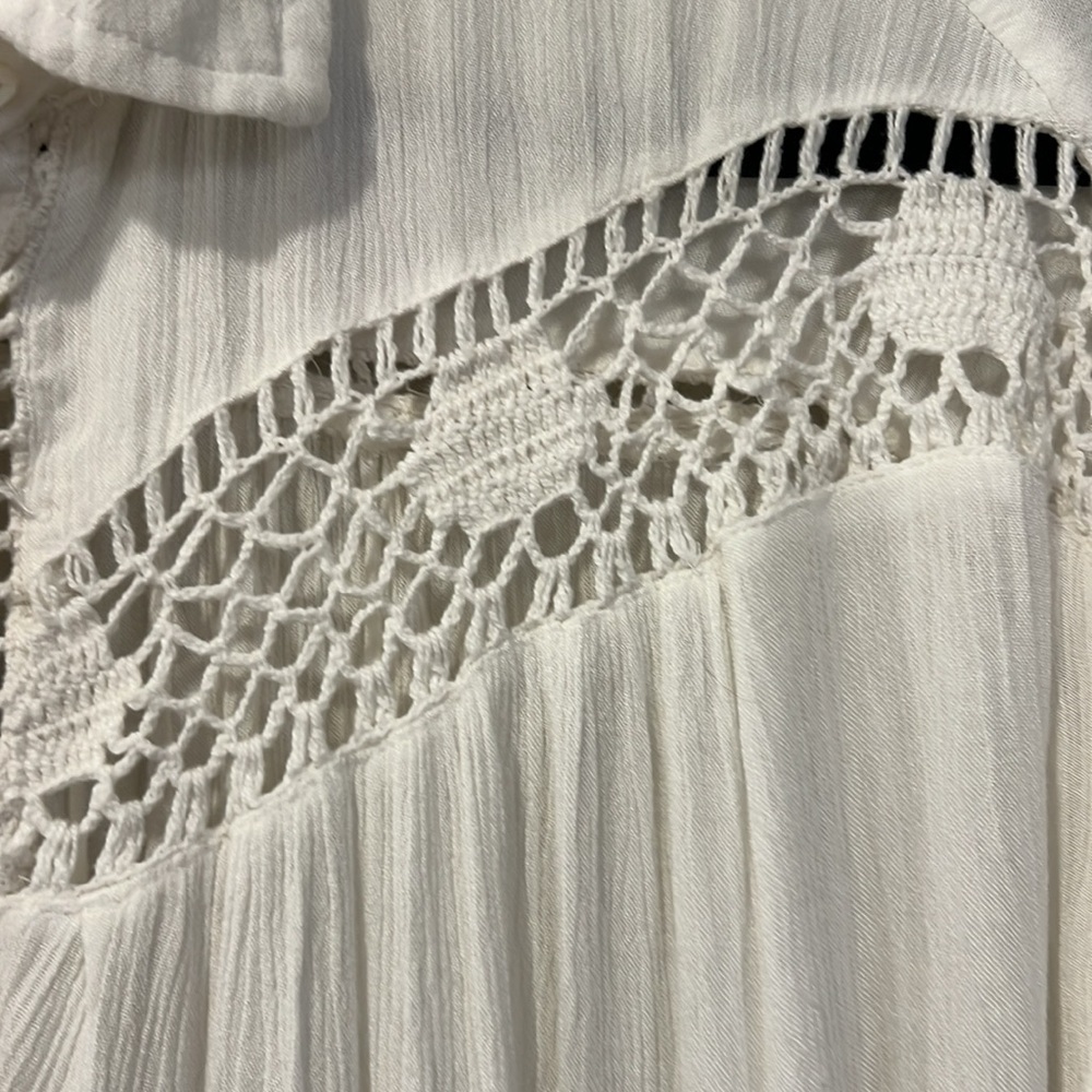 Free People Katie Bird White Lace Inlet long sleeve button down top size XS - Picture 5 of 16
